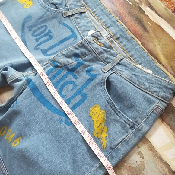 VON DUTCH Rare Ltd Ed 224/300 MOTO Collect Button Low Rise Luxury FLARE Jeans 28 - Picture 11 of 16